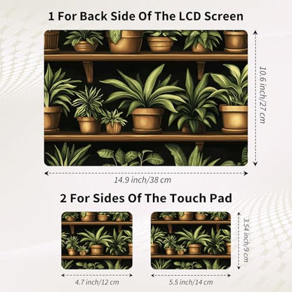 15.6 Inch Laptop Skin Sticker, Reusable Vinyl Cover Protector with 2 Wrist Pad Skins, Removable Waterproof Scratch-Resistant for 12-15.6 Inch Laptop Notebook,Potted Plants On Shelves - color: Potted Plants On Shelves