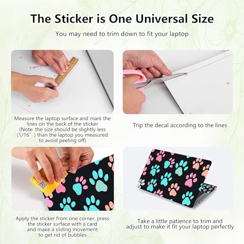 Laptop Skin Sticker Decal, Universal Reusable Vinyl Laptop Cover for 12" 13" 13.3" 14" 15" 15.4" 15.6" Notebook PC, Waterproof Scratch-Resistant with 2 Wrist Pads, Easy to Apply & Remove,Dog Paw Print - color: Dog Paw Print