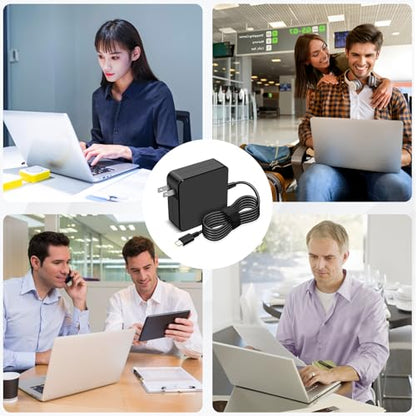 65W USB C Charger Compatible with Lenovo Thinkpad/Yoga/Chromebook/IdeaPad, Mac Book Pro, Huawei Matebook, Dell Latitude, HP Spectre, Acer Chromebook, Asus Zenbook Laptop Type C Power Supply Adapter