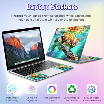 Universal Laptop Skin Sticker Decal, Compatible with MacBook HP Dell Lenovo 12"-15.6", Reusable Vinyl Notebook Cover 3PCS Set, High-Recognition Film-Colorful Sea Turtle - color: Colorful Sea turtle