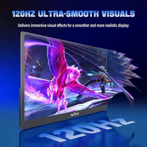 InnoView 2K Portable Monitor for Laptop 18.5" 2560x1440p QHD 120Hz 100% sRGB USB-C Standard HDMI Gaming Monitor,HDR Travel External Second Screen for Laptop, PC, Game Consoles - size: 18.5