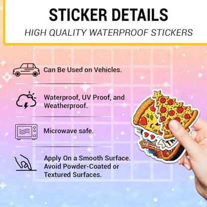 18pcs Pizza Stickers Pack, Cute Cartoon Graffiti Vinyl Waterproof Decals for Water Bottle,Laptop,Phone,Skateboard,Scrapbooking,Bumper for Party Supply - color: Pizza
