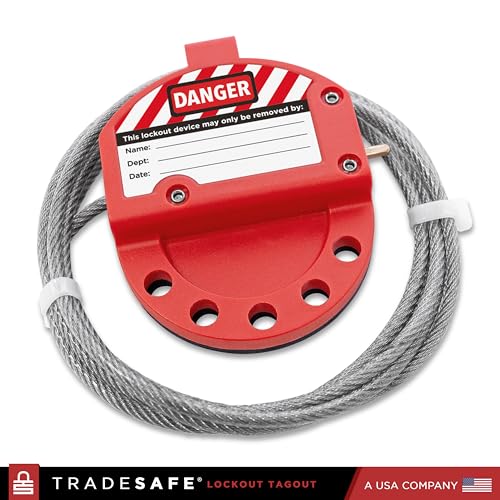 TRADESAFE Lockout Tagout Adjustable Cable Lock - 6 ft Steel Cable Lock | Uv-resistant Pvc-coated Steel Cable, Non-conductive Nylon Body, Secures With Up To 5 Loto Padlocks - style: 6 ft