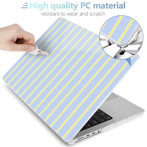 MEEgoodo Case for MacBook Pro 16 inch 2026 2024 2023 2021,Laptop Shell Compatible with M5 M4 M3 M2 M1 Pro/Max Chip,Fit Model A3429/A3428/A3403/A3186/A2991/A2780/A2485,Yellow&White Stripes - color: Yellow&White Stripes
