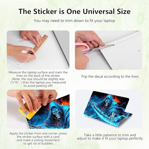 Laptop Skin Sticker Decal, Universal Reusable Vinyl Laptop Cover for 12" 13" 13.3" 14" 15" 15.4" 15.6" Notebook PC, Waterproof Scratch-Resistant with 2 Wrist Pads, Easy to Apply & Remove,Death Skull - color: Death Skull