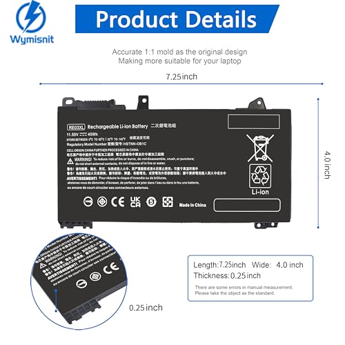 RE03XL L32407-541 L32407-AC1 Laptop Battery for HP ProBook 450 G6 450 G7 440 G6 430 445 455R G6 430 440 445 G7 HSTNN-OB1C HSTNN-UB7R HSTNN-DB9A L32407-2B1 L32656-005 - size: RE03XL