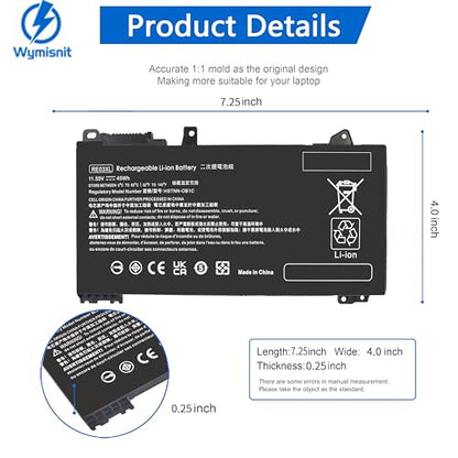 RE03XL L32407-541 L32407-AC1 Laptop Battery for HP ProBook 450 G6 450 G7 440 G6 430 445 455R G6 430 440 445 G7 HSTNN-OB1C HSTNN-UB7R HSTNN-DB9A L32407-2B1 L32656-005 - size: RE03XL
