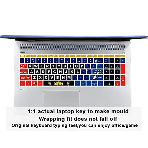 English Silicone Keyboard Cover for HP Envy x360 15.6''Series /2020 2019 Pavilion 15/Pavilion x360 15.6" Series/Envy 17 17.3" Series/Laptop 15t 17t 17-ca0011nr 17-by0040nr,Good Luck - color: Z2-Good Luck