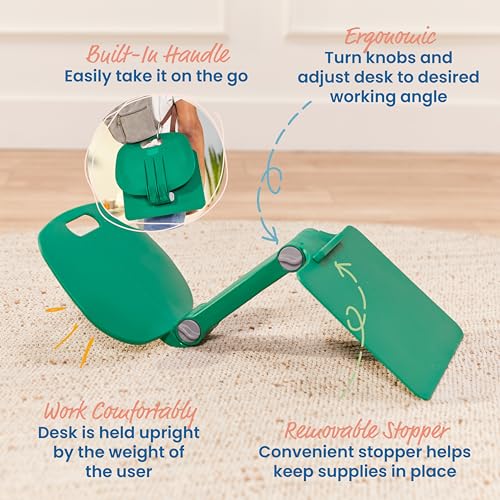 ECR4Kids The Surf Folding Portable Activity Lap Desk, Adjustable, Flexible Seating, Green - color: Green