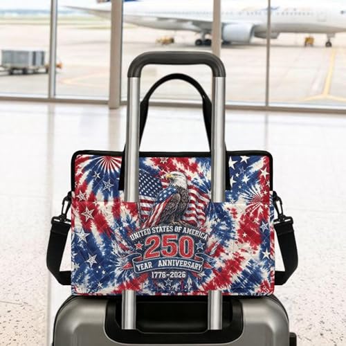 Laptop Sleeve, Laptop Cover with Adjustable Strap Computer Bag Tablet Notebook Sleeves Handbag Messenger Briefcase - color: Usa 250th Birthday Print