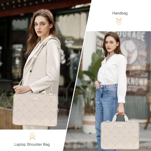 MOSISO 360 Protective Laptop Shoulder Bag, Double Layer Fluffy Padded Laptop Bag with Anti-theft Zipper - color: Sand, size: 16 inch