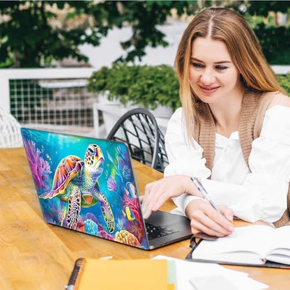 Laptop Skin Sticker Decal, Universal Reusable Vinyl Laptop Cover for 12" 13" 13.3" 14" 15" 15.4" 15.6" Notebook PC, Reusable Waterproof Scratch-Resistant with 2 Wrist Pads,Cute Sea Turtle - color: Cute Sea Turtle