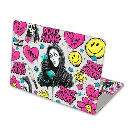 Universal Laptop Skin Sticker for 12/13/14/15.6 Inch Laptops, Reusable Vinyl Laptop Decal Cover, Waterproof Scratch Resistant Notebook Skin with 2 Wrist Pads,Ghost Art Print - color: Ghost Art Print