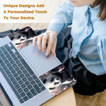 Universal Laptop Skin Sticker with 2 Wrist Pad Decals, 3-Piece Removable Vinyl Laptop Cover, Panda Sakura Waterproof Anti-Scratch, Easy-Trim Fit for 13.3" 14" 15.6" Laptops - color: Panda Sakura