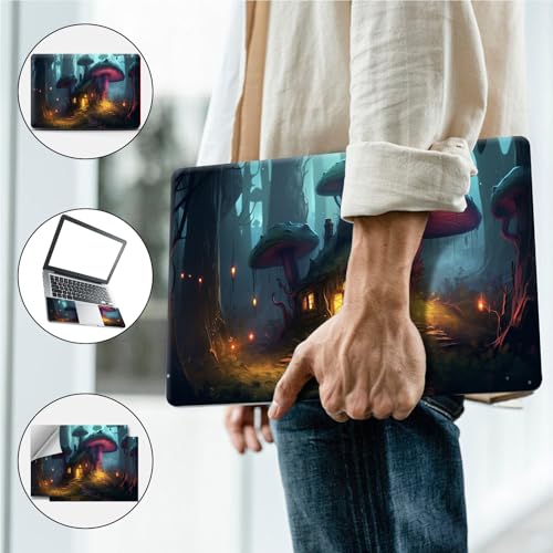 Universal Laptop Skin, DIY Cut-to-Fit Vinyl Cover Compatible with HP, Dell, Lenovo, Mac (13.3" to 15.6"), Anti-Scratch, No Residue & Bubble-Free Protective Decal Sticker, Fairy Mushroom House - color: Fairy Mushroom House