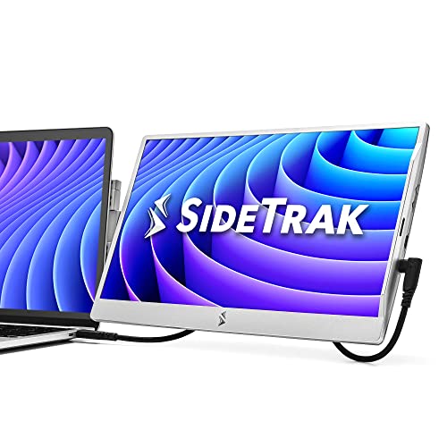 SideTrak Swivel 14" Patented Attachable Portable Monitor for Laptop | FHD TFT Laptop Dual Screen | Mac, PC & Chrome Compatible | Fits All Laptops | Powered by USB-C® or Mini HDMI (Light Silver) - color: Light Silver 14 inch