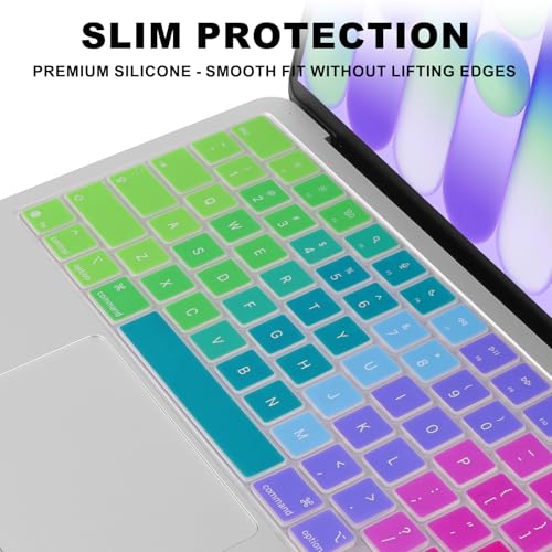 Allinside Keyboard Cover for 2026 MacBook Neo 13-inch A3404 (A18 Pro) & MacBook Air 13"/15" and MacBook Pro 14"/16" (M5 Chip), Premium Silicone Keyboard Protector Skin, US ANSI Layout, Rainbow - color: Rainbow
