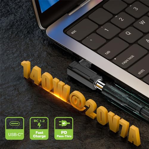 140W 100W DC Jack 7.4x5.0mm Input to USB-C Type-C Angled 90 Degree Power Plug Charge Adapter for Laptop Phone - style: 7.4x5.0mm 140W