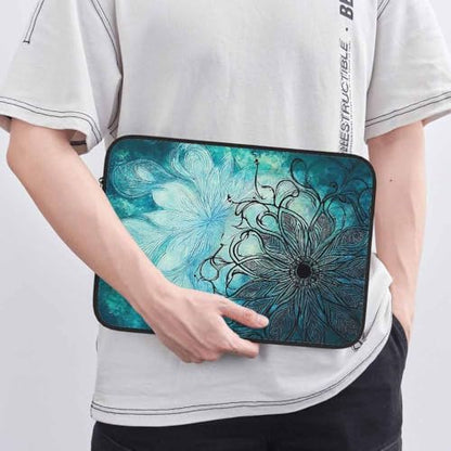 Laptop Sleeve Bag 15.4 15.6 Inch,Teal Tie Dye Mandala Geometric Protective Polyester Computer Cases Laptop Cover Briefcase Bag Tablet Travel Cover - color: LPS-010
