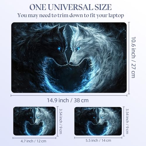 Universal Laptop Skin Sticker Decal,15.6 Inch Laptop Vinyl Cover for 13" 14" 15.6" Laptop,Scratch-Resistant Waterproof Protector Wrap,Reusable with Wrist Pads,Wolf Pair - color: Wolf Pair