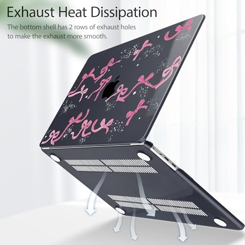Tuiklol for MacBook Air 13 inch Case M5 2026 M4 2025 M3 2024 M2 2022 Release Model A3449 A3240 A3113 A2681,Plastic Hard Shell Cover for MacBook Air 13.6 with Touch ID, Black Bow - color: Bow