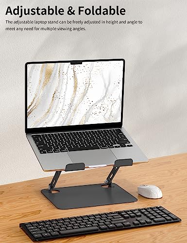 SOUNDANCE Laptop Stand for Desk, Portable Adjustable Laptop Riser, Ergonomic Design Computer Holder, Metal Laptop Mount Elevator Compatible with 10 to 15.6 Inches PC Computer, Black - color: A-Black