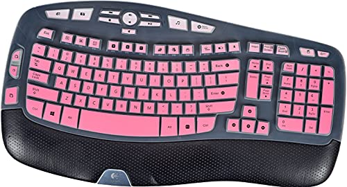 Keyboard Cover for Logitech K350 MK570 MK550 Keyboard Cover Skin for Logitech K350 MK550 MK570 Wireless Wave Keyboard Skin Protector Accessories, Ombre Pink - color: Ombre Pink