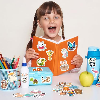 RINOLY 100 PCS Water Bottle Stickers for Kids,Waterproof Vinyl Animal Stickers for Kids,Skateboard,Laptop Stickers for Girls Boys Classroom Prizes | Vinyl Stickers Kids Girls Boys,Back to School,Classroom Prizes,Party Favors,Christmas Stocking Stuffers,Ea