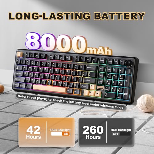 YUNZII B98 PRO 96% Wireless Mechanical Keyboard (Black, Candy Switch) | QMK/VIA, with Numpad, Dual-Style Knob Design, Creamy Pre-Lubed Switches, Hot Swap, Gasket Mount, RGB for Gaming/Win/Mac - color: Black, size: Candy Linear Switch