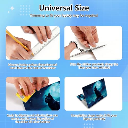 Universal Laptop Skin Sticker Decal for 11.6”12" 13" 13.3" 14" 15" 15.4" 15.6" Reusable Waterproof Scratch-Scratch Resistant Protective Vinyl Laptop Notebook Skin Stickers - Moon Cat - color: Moon Cat