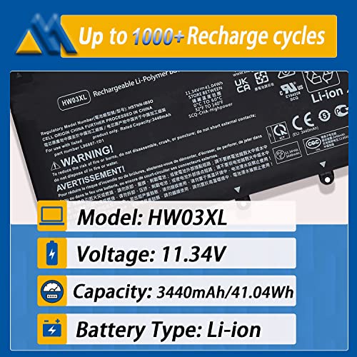41.04Wh HW03XL L97300-005 Laptop Battery Replacement for HP Pavilion 15-EG 15-eg0xxx 15-eg0073cl 15-eg0070wm 15-EH 17-CN 17-cn0xxx 17-CP 17-cpo700dx Series L96887-421 l97300-005 HW03041xl-pl - size: 7.40*3.74*0.24 inch HW03XL