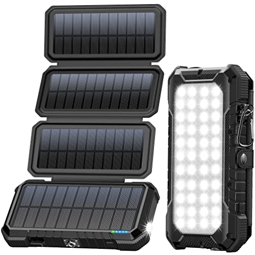 BLAVOR 20,000mAh PD 18W Solar Charger Power Bank Foldable-Black Plus 10W Portable Solar Charger(5V/2A Max)