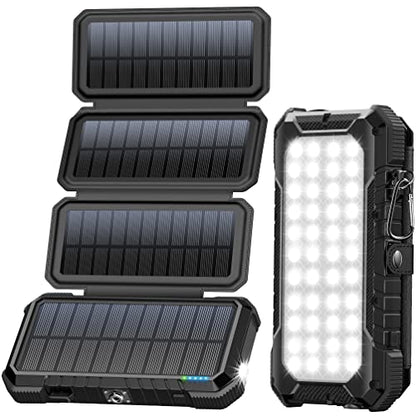 BLAVOR 20,000mAh PD 18W Solar Charger Power Bank Foldable-Black Plus 10W Portable Solar Charger(5V/2A Max)