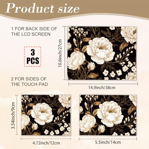 PLIGREAT 15 Inch Laptop Skin Sticker Decal, White Flowers Laptop Sticker Decals Fits 12" to 15" Laptops Cutable Universal Waterproof Removable Notebook Art Protector, Yellow White - color: Yellow White