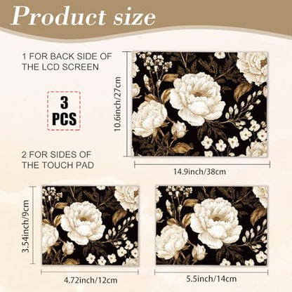 PLIGREAT 15 Inch Laptop Skin Sticker Decal, White Flowers Laptop Sticker Decals Fits 12" to 15" Laptops Cutable Universal Waterproof Removable Notebook Art Protector, Yellow White - color: Yellow White