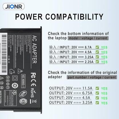 230W 20V Laptop Charger Compatible with Lenovo Legion Gaming Laptops | Legion 5 7 Y740 Y7000P Legion 5i Gen9 ThinkBook 16p Gen4 ThinkPad P16 P73 P/N: ADL230NLC3A ADL230SCC3A ADL230NDC3A SA10R16890 - color: Black