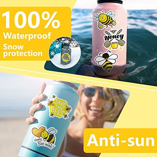 DETICKERS Cute Bee Party Favor Stickers for Kids 50 PCS Honey Bee Water Bottle Stickers Waterproof Vinyl Classroom Rewards Gifts for Kids - style: Bee