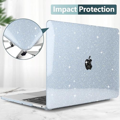 for MacBook Pro 13 inch Case 2022 2021 2020 Release Model A2338 M2/M1 A2251 A2289, Bling Plastic Hard Shell Case & Keyboard Cover Only Compatible with MacBook Pro 13 Touch Bar, Sparkly Blue - color: Sparkly Lightblue