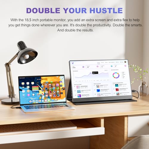 18.5 Inch Portable Monitor, FHD 120Hz IPS HDR 125% sRGB USB-C HDMI External Travel Monitor with Built-in Speakers, VESA Compatible for Laptop MacBook PC Surface PS5 Xbox - size: 18.5
