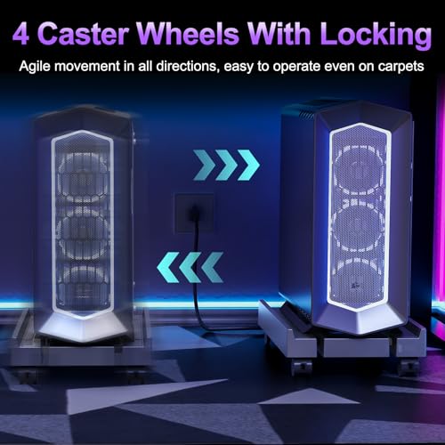 Adjustable Computer Tower Stand, Ventilated PC Stand for Floor, Mobile CPU Holder with 4 Caster Wheels Fits Most PC Tower, Under Desk CPU Holder for Office,Gamers and Students - style: Regular