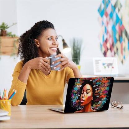 Universal Laptop Skin, DIY Cut-to-Fit Vinyl Cover Compatible with HP, Dell, Lenovo, Mac (13.3" to 15.6"), Anti-Scratch, No Residue & Bubble-Free Protective Decal Sticker, Afro Girl Graffiti - color: Afro Girl Graffiti
