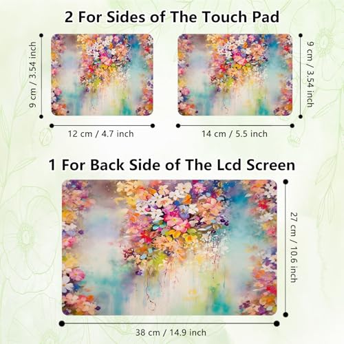 Laptop Skin Sticker Decal, Universal Reusable Vinyl Laptop Cover for 12" 13" 13.3" 14" 15" 15.4" 15.6" Notebook PC, Reusable Waterproof Scratch-Resistant with 2 Wrist Pads,Art Watercolor Flowers - color: Art Watercolor Flowers