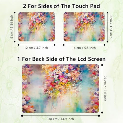Laptop Skin Sticker Decal, Universal Reusable Vinyl Laptop Cover for 12" 13" 13.3" 14" 15" 15.4" 15.6" Notebook PC, Reusable Waterproof Scratch-Resistant with 2 Wrist Pads,Art Watercolor Flowers - color: Art Watercolor Flowers