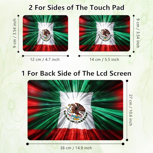 Laptop Skin Sticker Decal, Universal Reusable Vinyl Laptop Cover for 12" 13" 13.3" 14" 15" 15.4" 15.6" Notebook PC, Waterproof Scratch-Resistant with 2 Wrist Pads, Easy to Apply & Remove,Mexico Flag - color: Mexico Flag