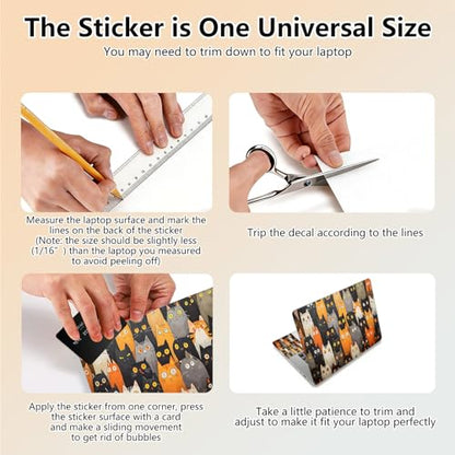 Laptop Skin Sticker Decal 15.6 Inch,12 13 13.3 14 15 15.6 in Laptop Netbook Skins for Notebook,Art Decal Removable Waterproof Scratch Resistant,Universal Vinyl Cover,Cute Cartoon Cat - color: Cute Cartoon Cat