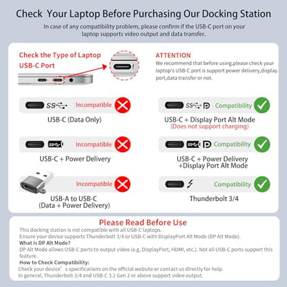Docking Station 3 Monitors for HP/Dell/Lenovo/MacBook Laptop,13 in 1 USB C Hub, Computer Docking Station for Laptop with Dual HDMI,VGA,USB 3.0,Fast Charging Port,SD/TF Card Reader,3.5mm Audio - style: 13 in 1 4K@30Hz