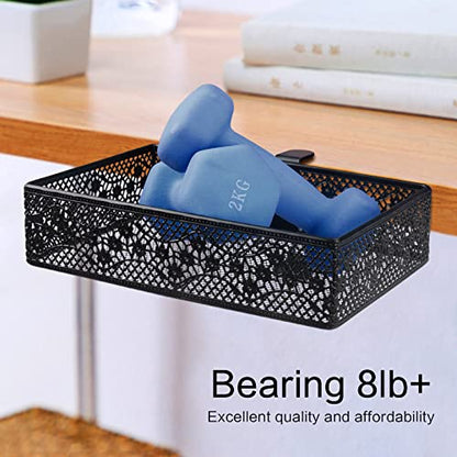 Under Desk Drawer, Clamp on Desk Organizer Under Table Hanging Desk Storage | 2PCS under desk organizer: clamp on desk drawer, under desk basket, hanging desk storage, clamp on undertable shelf, no-drill - size: Black 2 Pack