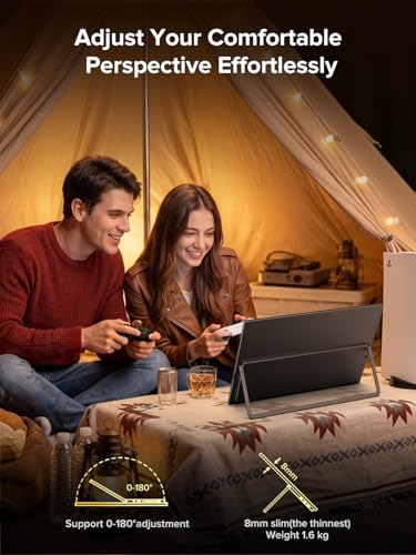 UPERFECT QLED 24" 144Hz Portable Monitor 1080P 145% sRGB 450Nits w/Stand & VESA, HDMI USB-C FHD Travel Monitor for Laptop/Gaming Devices/Phone/Mini PC, External Second Screen for Gaming & Work - size: 24"