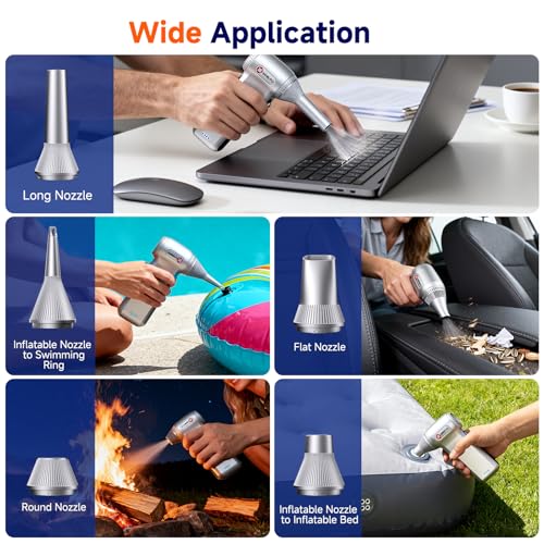 Compressed Air Duster-125,000 RPM Cordless Electric Air Duster, Rechargeable Super Power Air Blower with 3-Gear Turbo Fan, Air Blower for PC, Keyboard, Outdoor, Car & Home