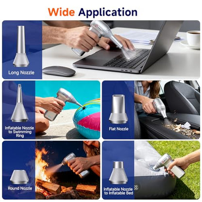 Compressed Air Duster-125,000 RPM Cordless Electric Air Duster, Rechargeable Super Power Air Blower with 3-Gear Turbo Fan, Air Blower for PC, Keyboard, Outdoor, Car & Home